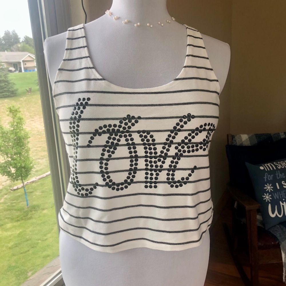 NEW✨ Alex & Jane Love Studded Striped Tank Top White & Black